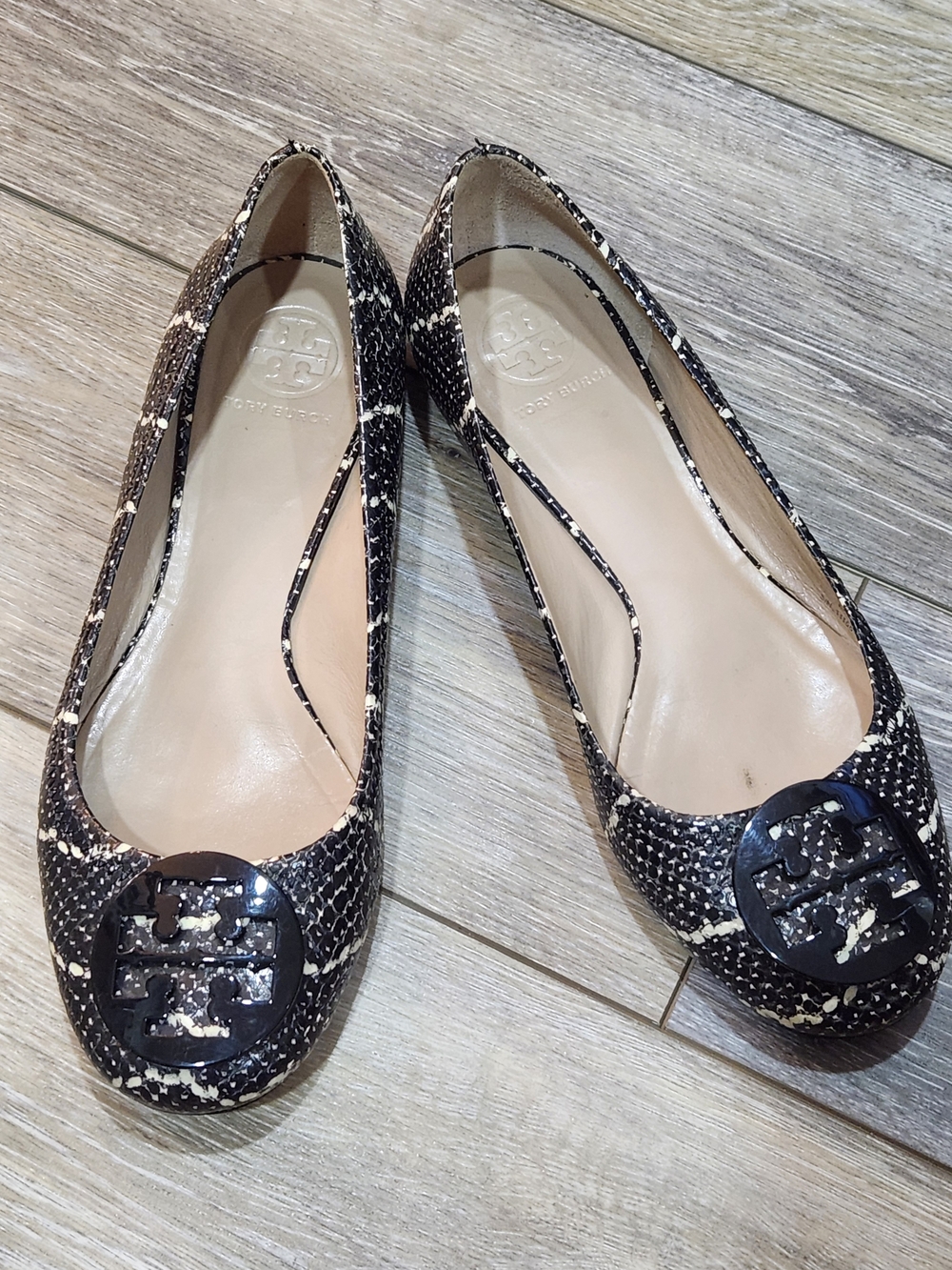 Tory Burch Reva Mojave Print Snake Skin Ballet Flat in size 8.5 - Picture 2 of 7